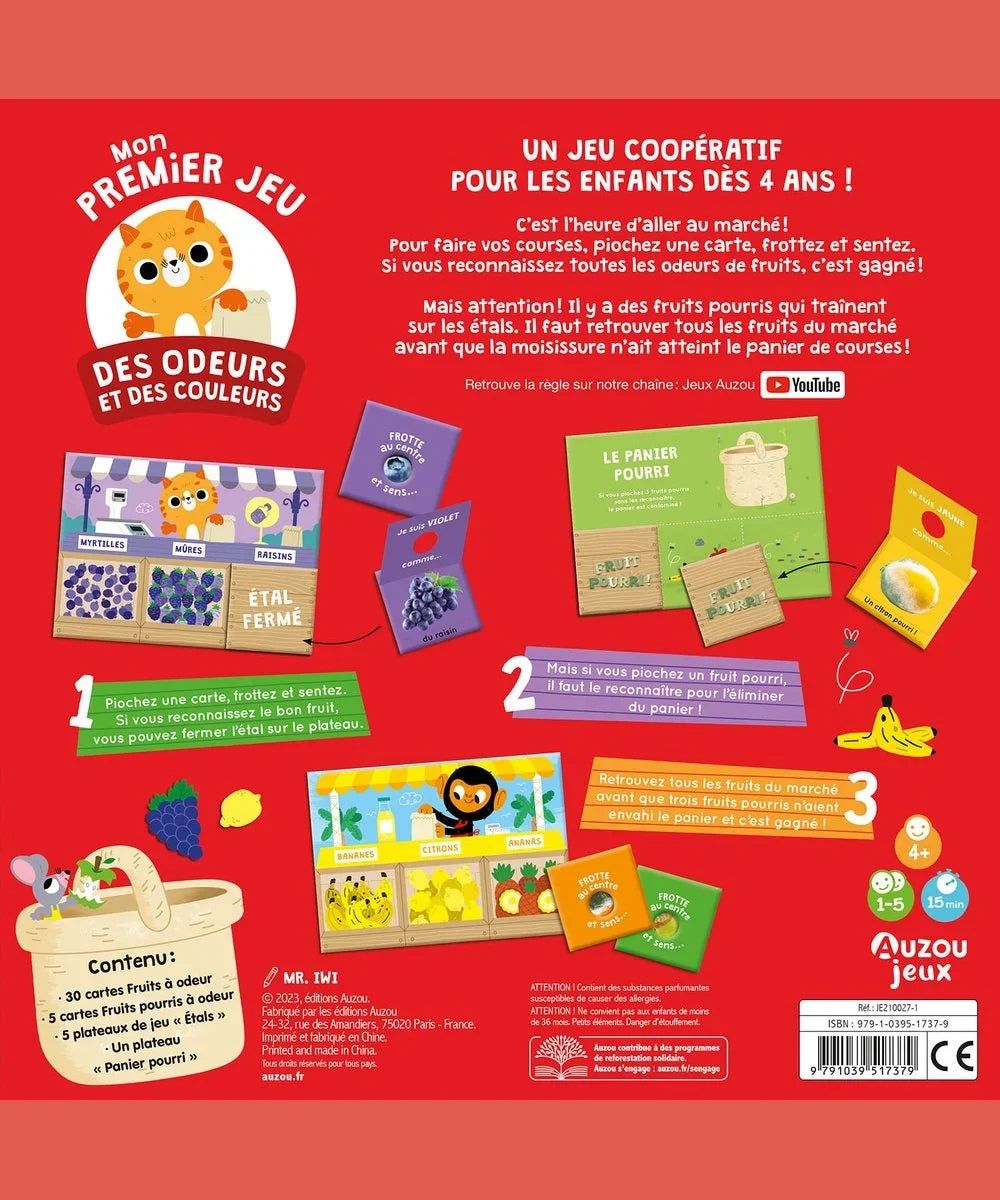 Gros plan en situation de Grand jeu - mon premier jeu des odeurs et des couleurs de la marque Auzou