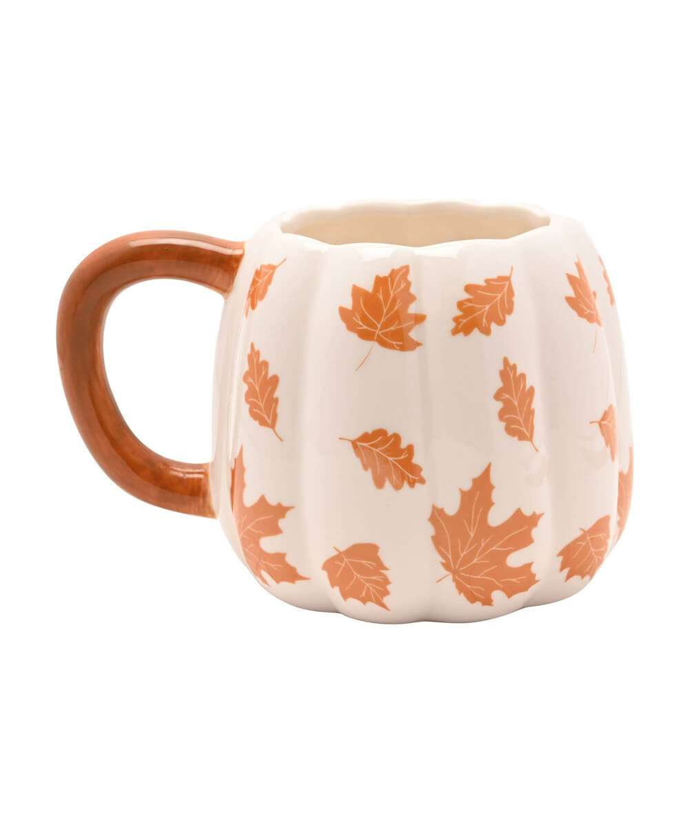 Grand mug citrouille feuilles orange 600 ml, sélection Merci Léonie, sur fond blanc