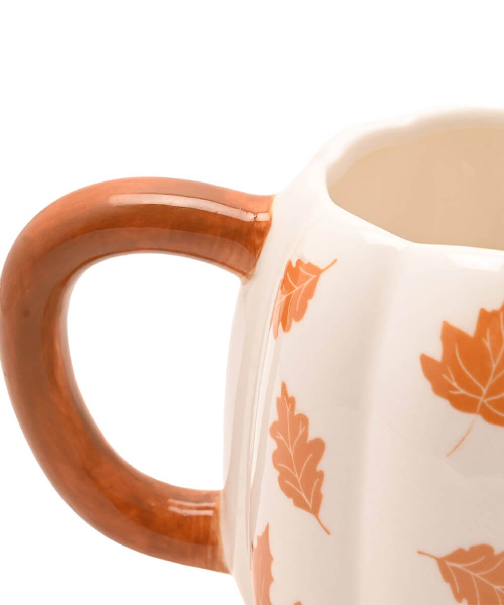 Grand mug citrouille feuilles orange 600 ml, sélection Merci Léonie, détail du décor