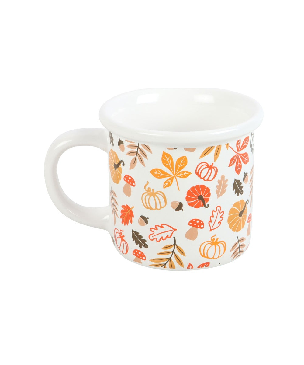 Grand Mug Feuilles et Citrouilles d’automne de la sélection Merci Léonie sur fond blanc