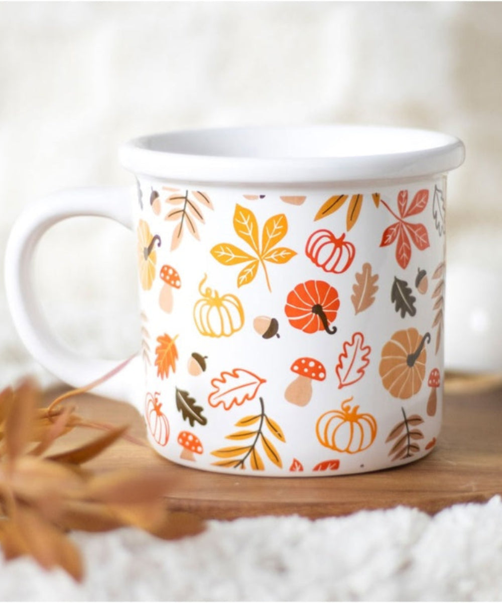 Grand Mug Feuilles et Citrouilles d’automne de la sélection Merci Léonie en détail ou en situation
