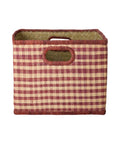 Grand panier carré en raphia Vichy brun de Rice sur fond blanc