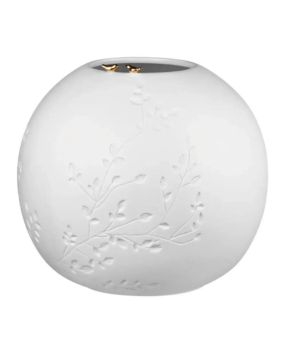 Grand vase en céramique Feuillage et Oiseaux dorés de la marque de décoration Räder
