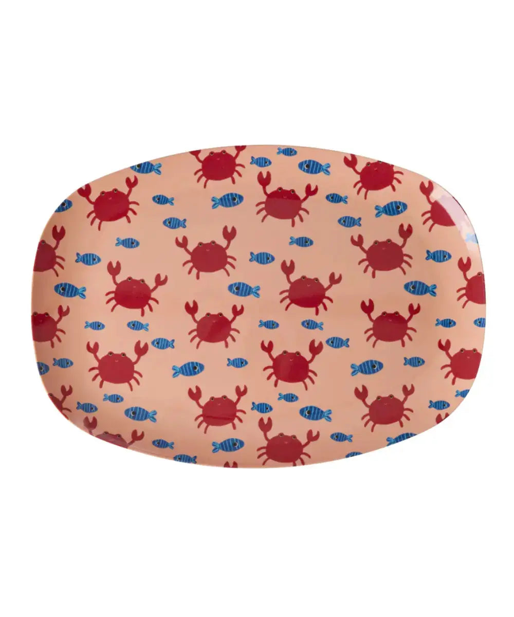 Grande assiette rectangulaire en mélamine Crabes de la marque Rice