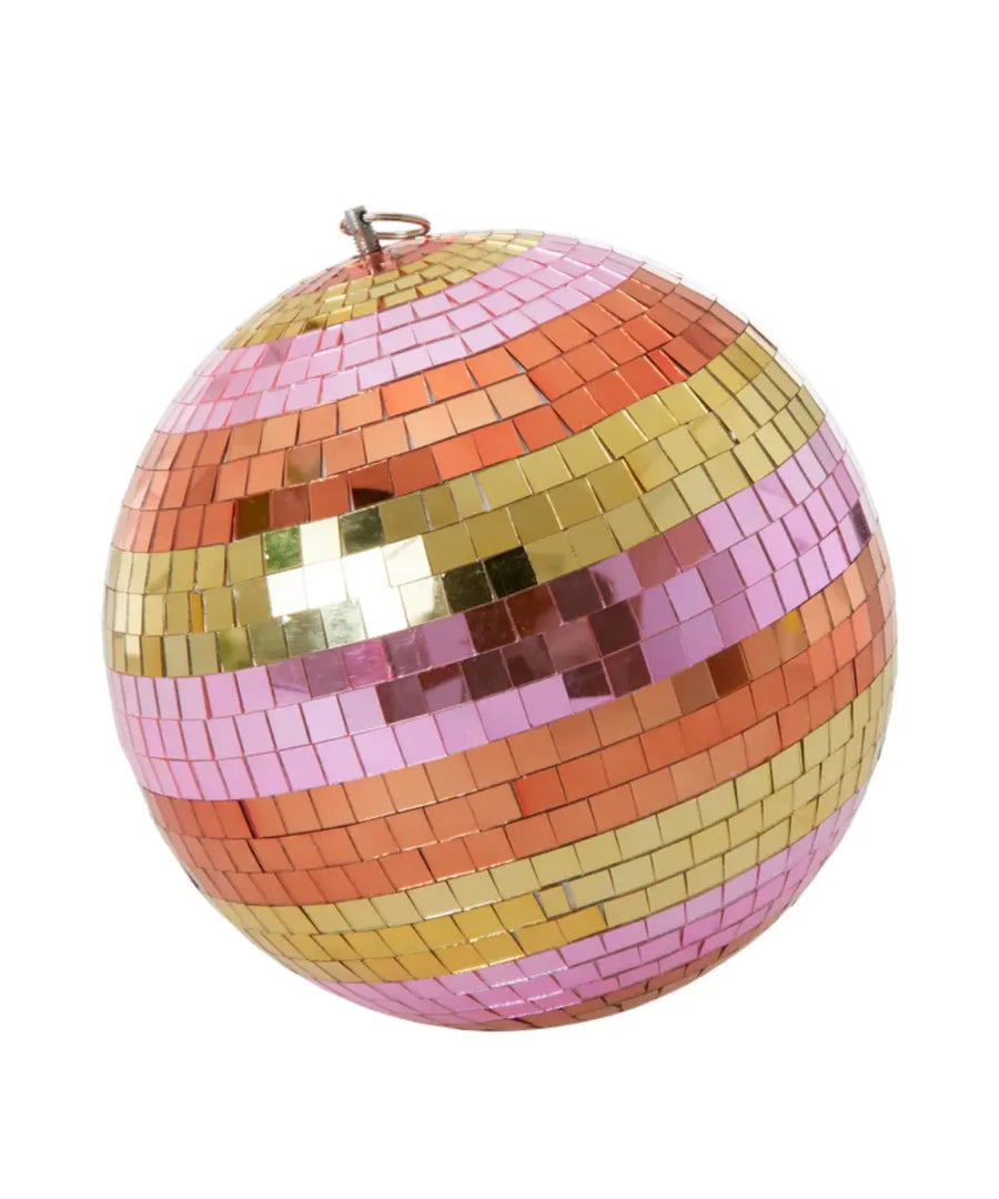 Grande boule disco multicolore avec facettes de miroirs colorés réalisée par la marque Rice