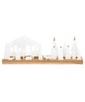 Creche de noel en porcelaine blanche et socle bois acacia avec photophores bougies chauffe plat de la marque räder