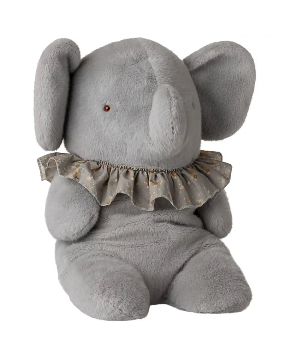 Grande peluche elephant bleu gris en coton et lin 45 cm maileg.