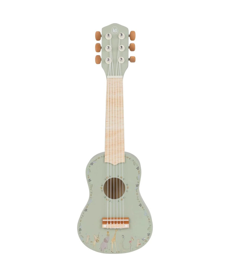 Guitare verte en bois Safari Friends Little Dutch, sur fond blanc
