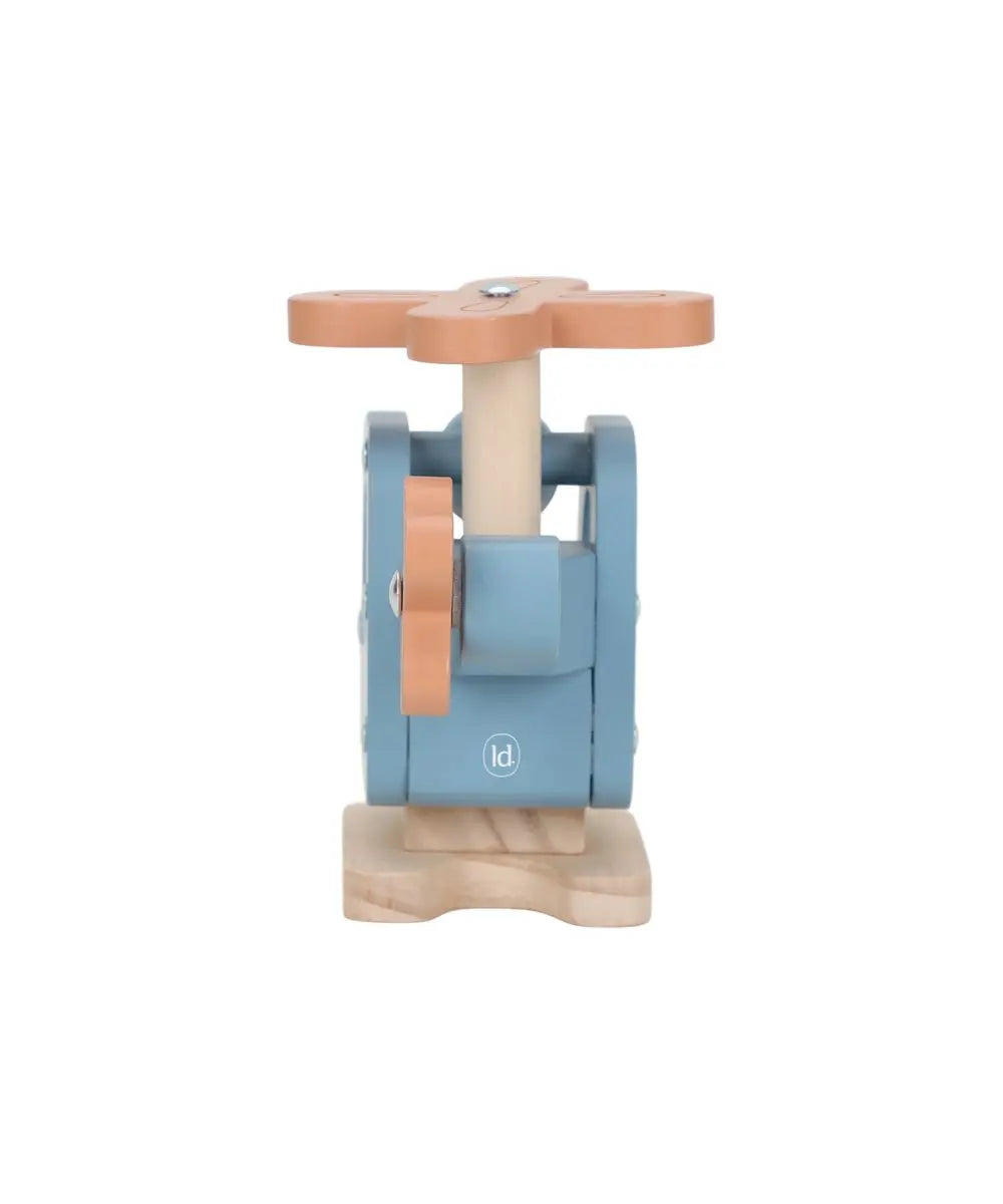 Hélicoptère en bois jouet - Bleu Little Dutch détail produit sur fond blanc
