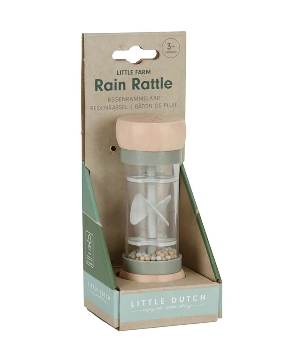 Packaging du hochet de pluie Little Farm de la marque Little Dutch