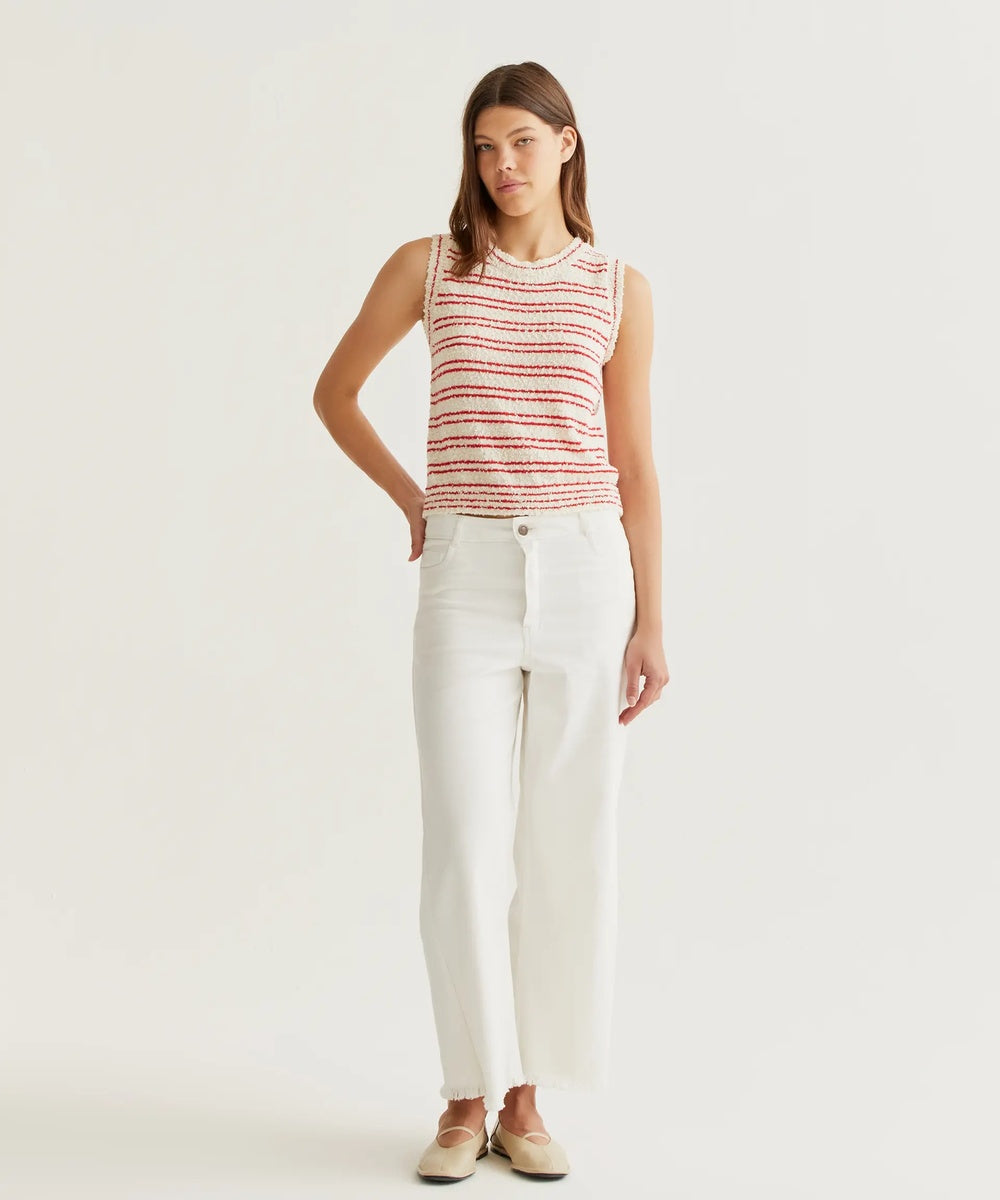 Jean blanc bas raw-cut de Compañía Fantástica