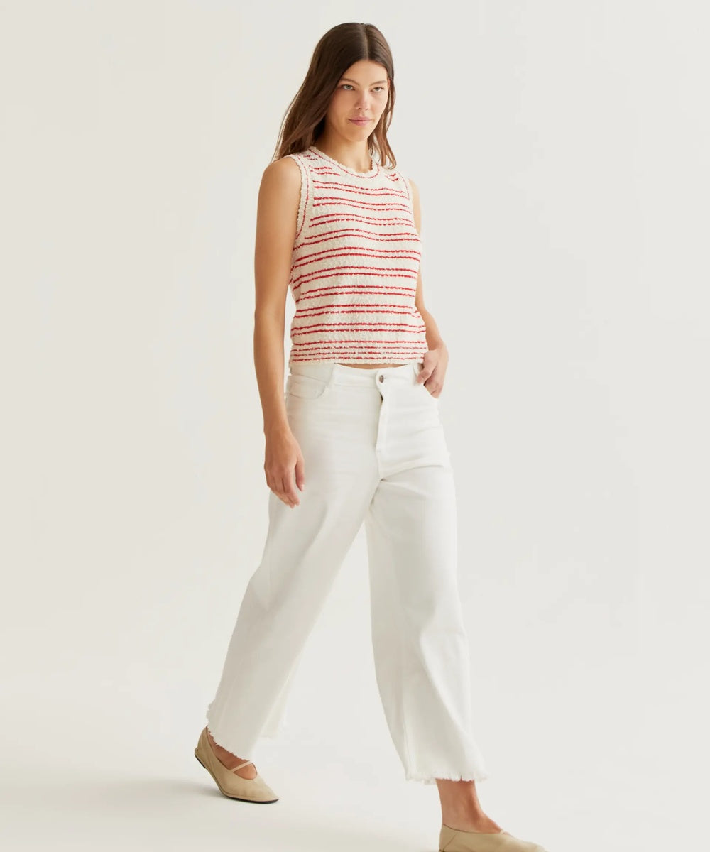 Jean blanc bas raw-cut de Compañía Fantástica