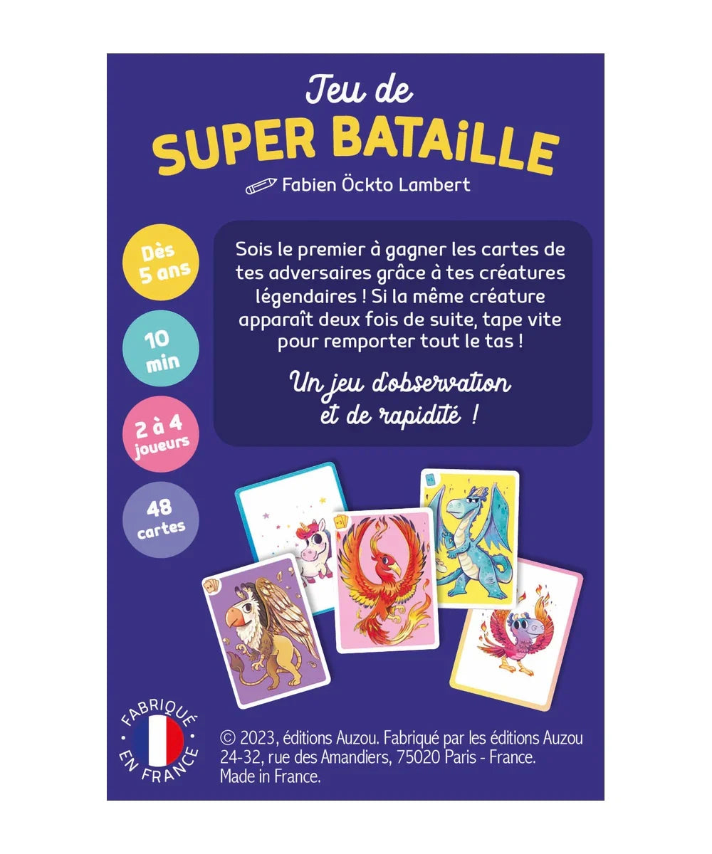 Jeu de Cartes Super Bataille de Auzou adapté pour les enfants à partir de 5 ans