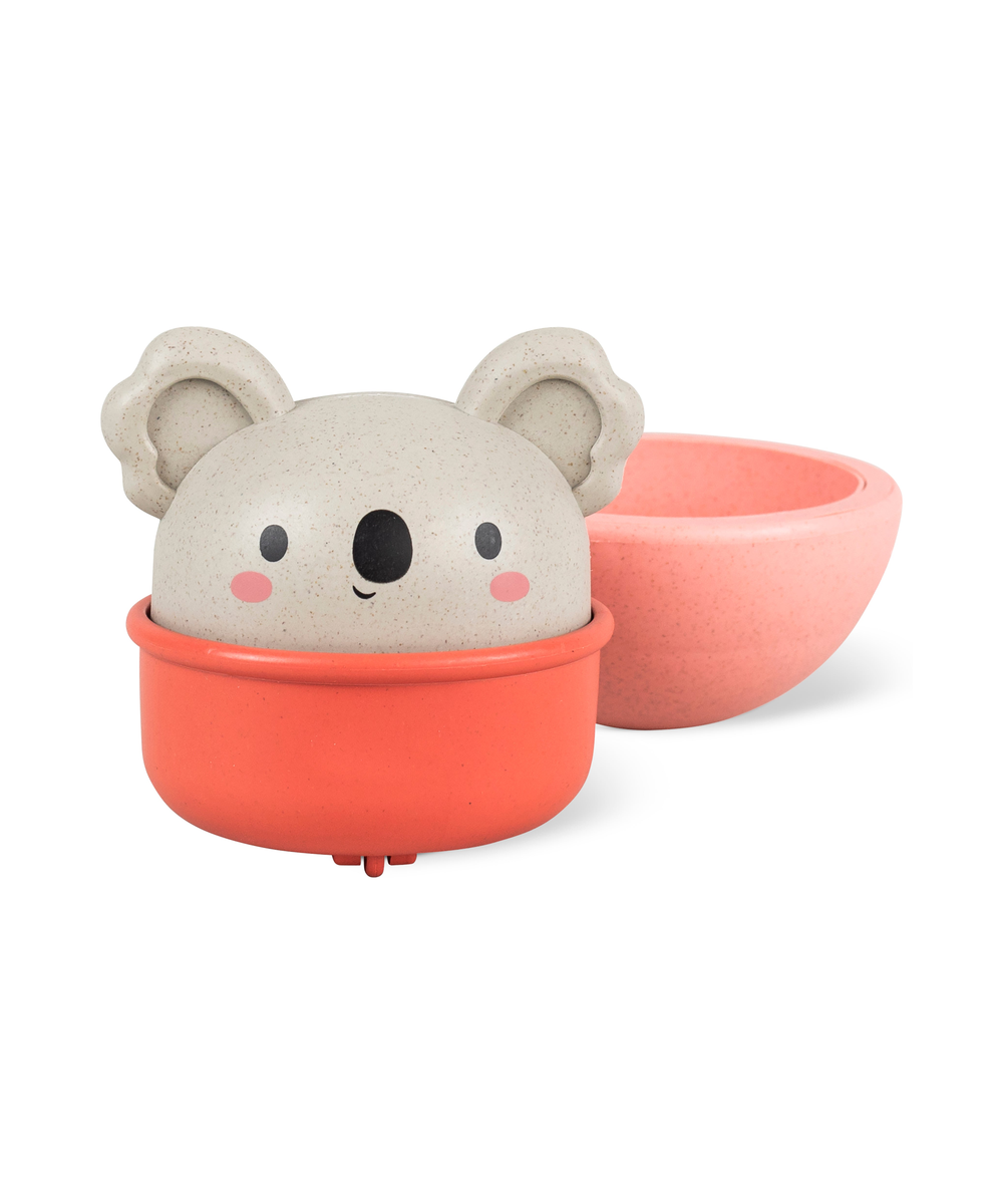 Jouet d'éveil culbuto et animal a roulettes koala de la marque Tiger Tribe en bioplastique.