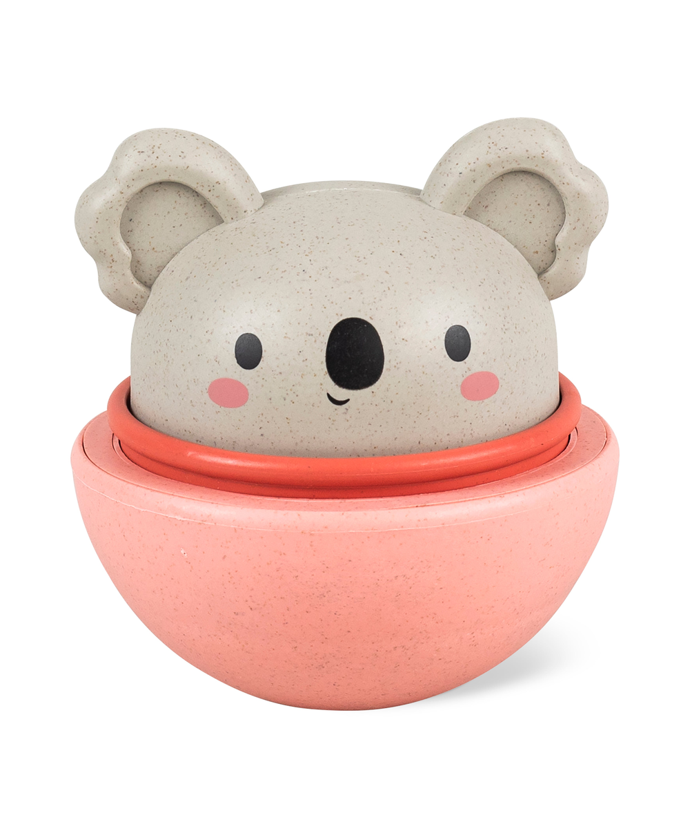 Jouet d'éveil culbuto et animal a roulettes koala de la marque Tiger Tribe en bioplastique.