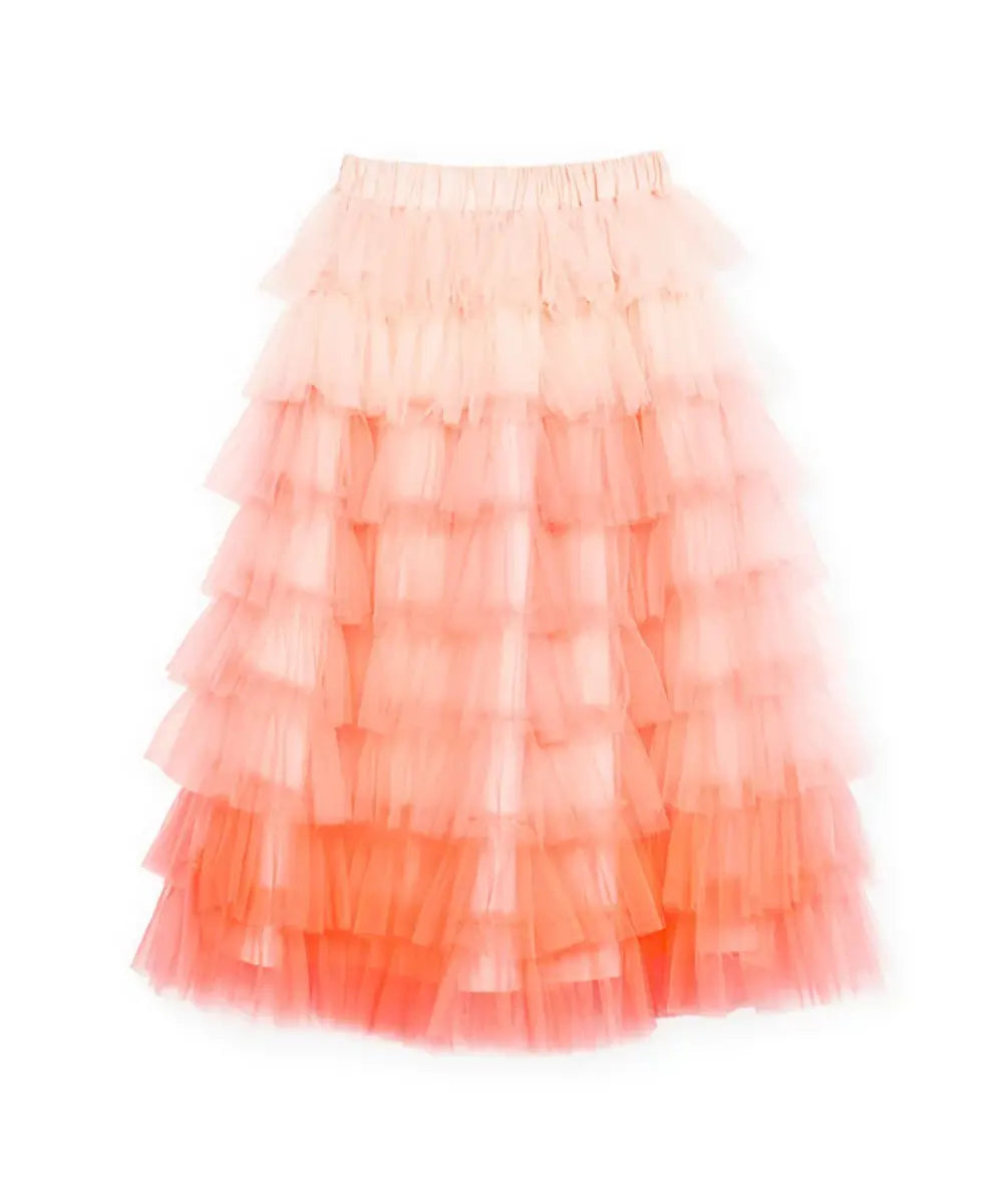 Jupe froufrous Orange de Ratatam sur fond blanc