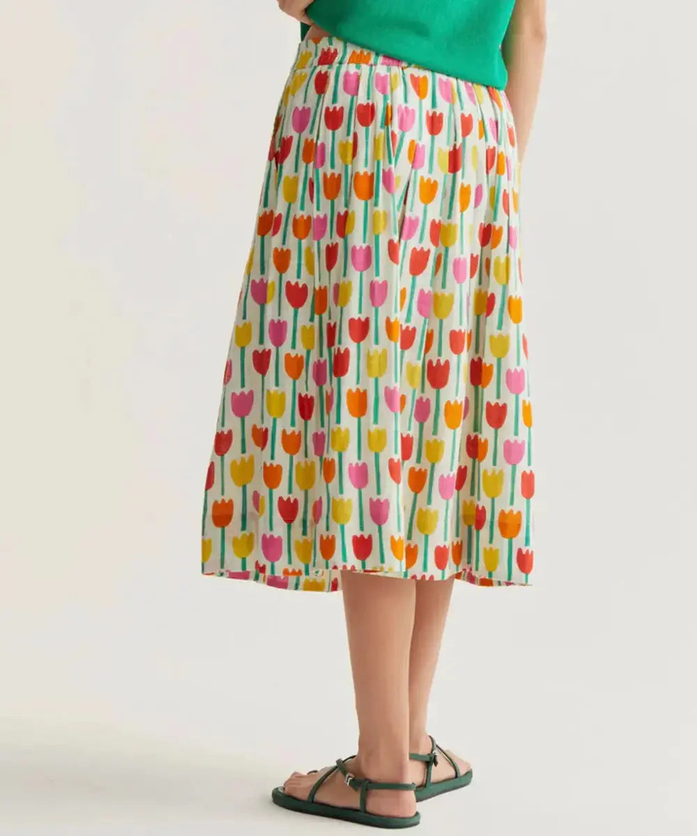 Photo de dos de la jupe coupe midi Tulipes de la marque Compania Fantastica