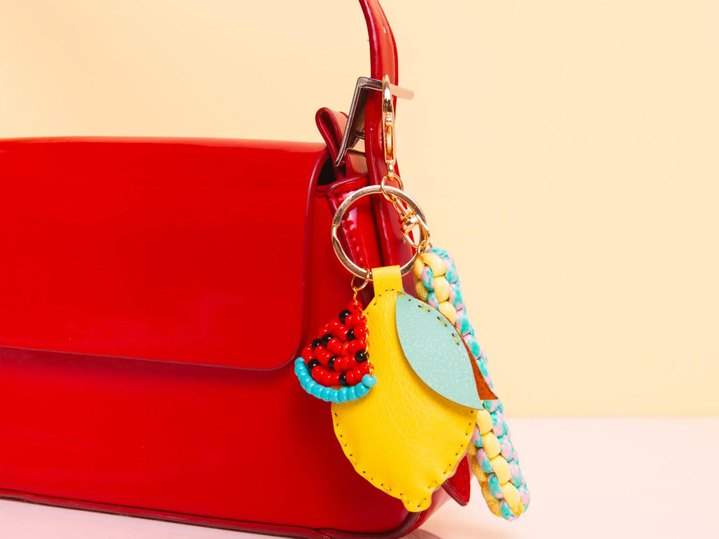 Bag charm citron Lemonade réalisé avec le kit Pshiiit