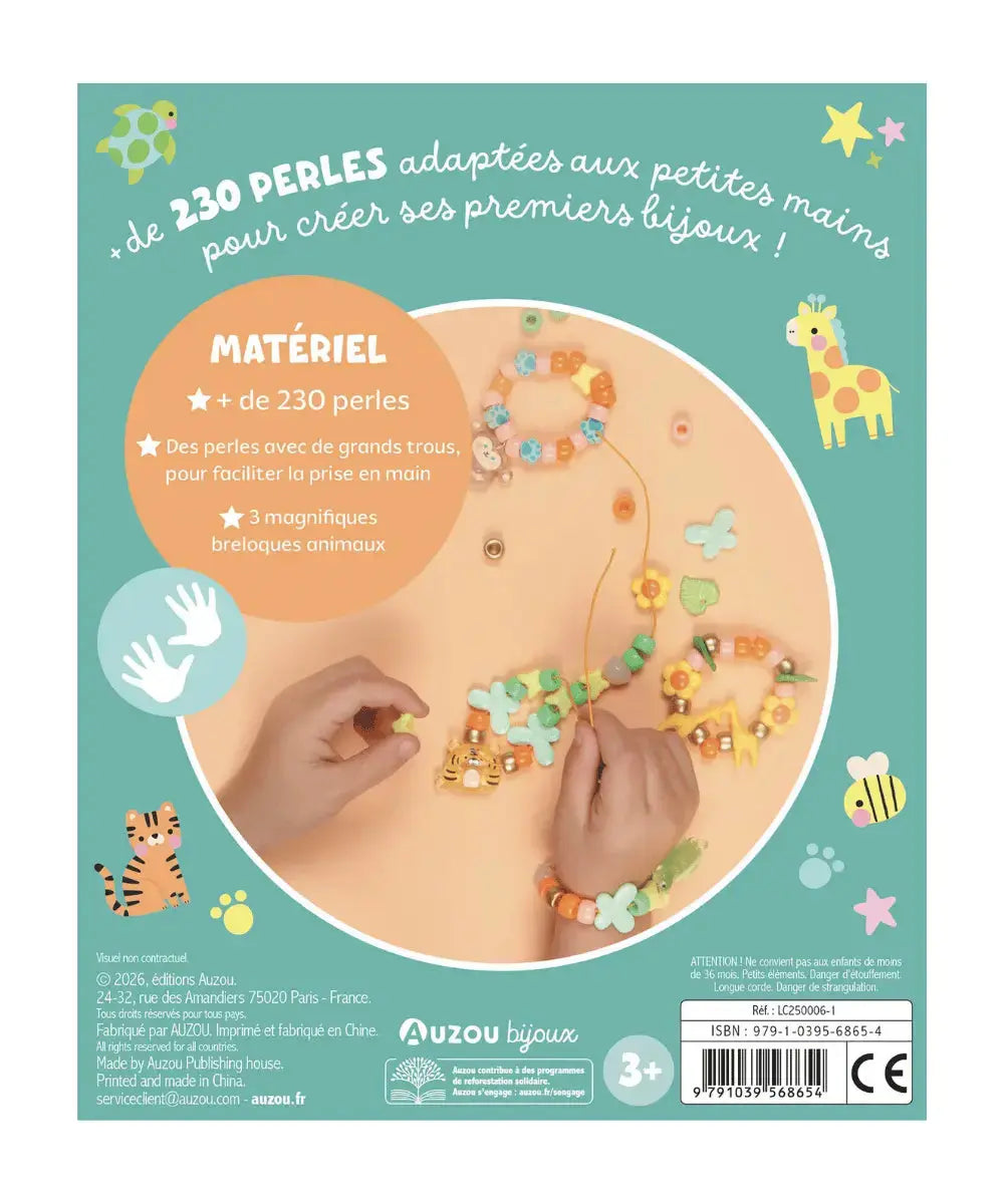 Vue du dos du kit créatif Mes Premiers Bijoux Animaux de Auzou