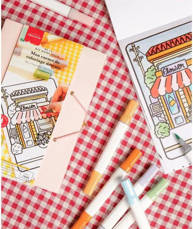 Détail des illustrations Mandalas et Kawaii à colorier dans le kit La Petite Épicerie.