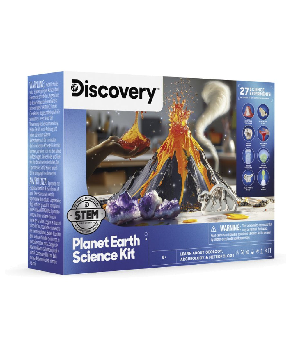 Kit scientifique Sciences de la Terre - 27 expériences de la marque Discovery, sur fond blanc