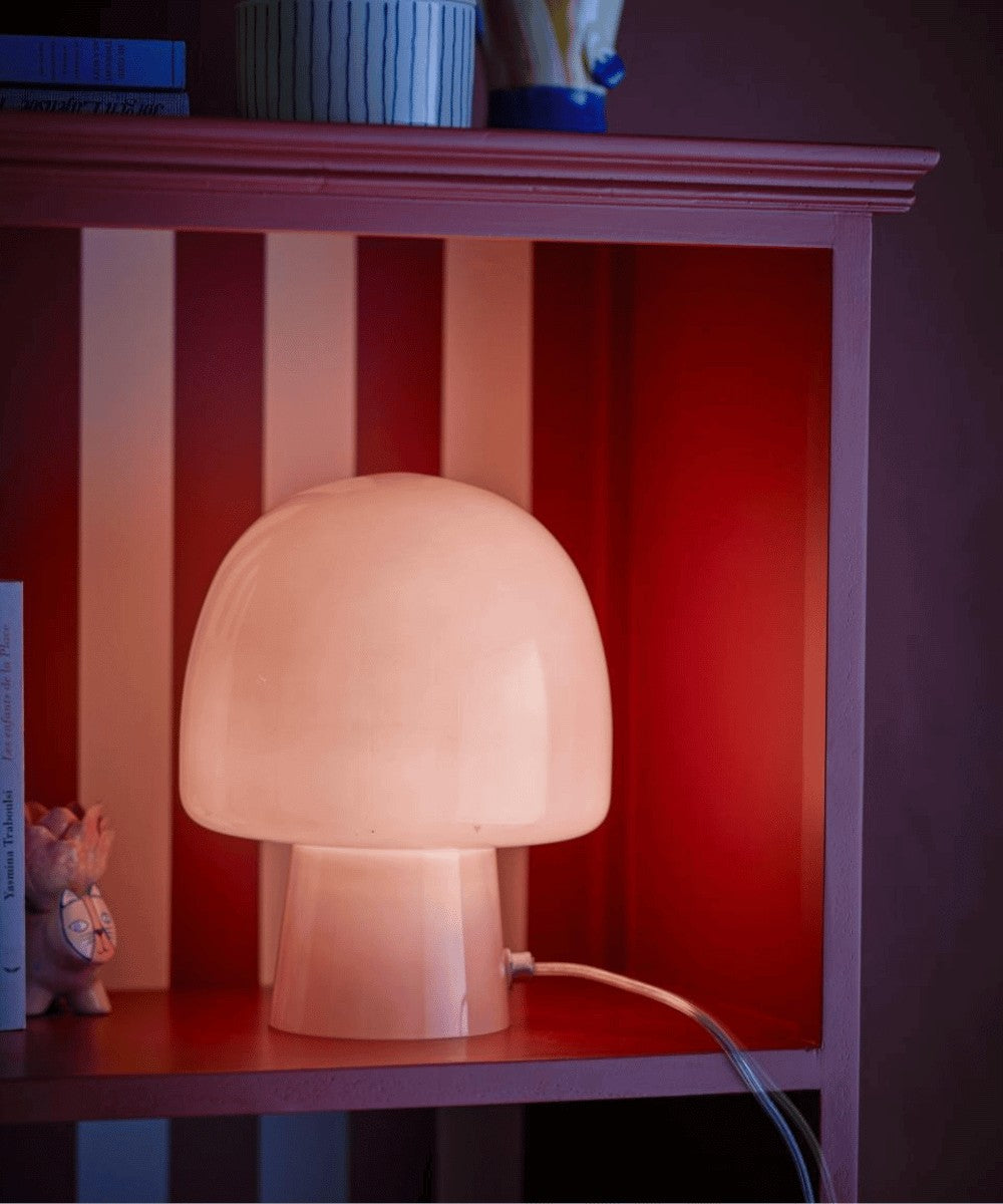 Lampe Champignon en verre Rose Paddy de la marque Bloomingville