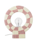 Lampe de table ronde en grès en forme d'anneau avec motif damier rose et jaune peint à la main Vialini de Bloomingville