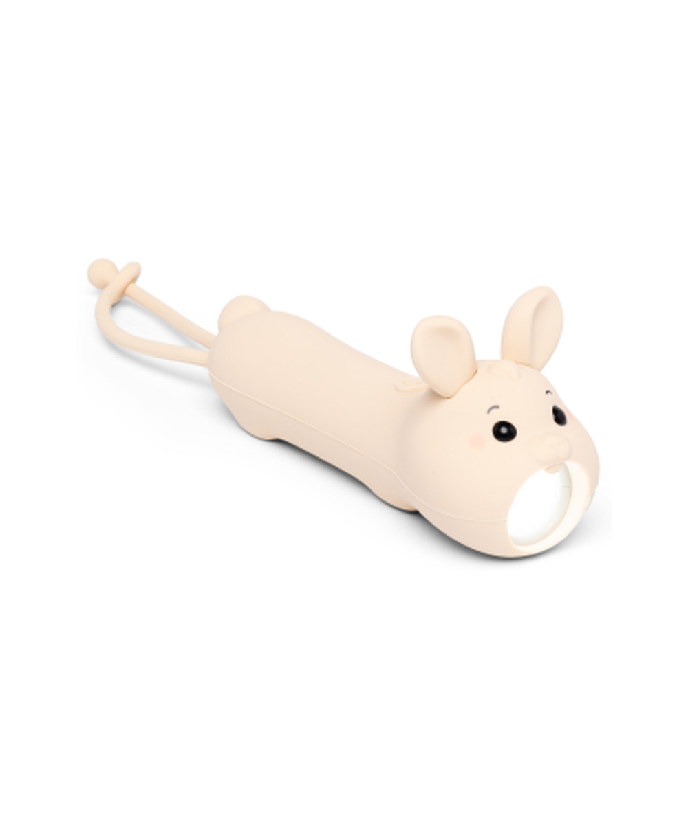 Lampe torche nomade en silicone souple forme de lapin de la marque Little L, rechargeable usb-c.