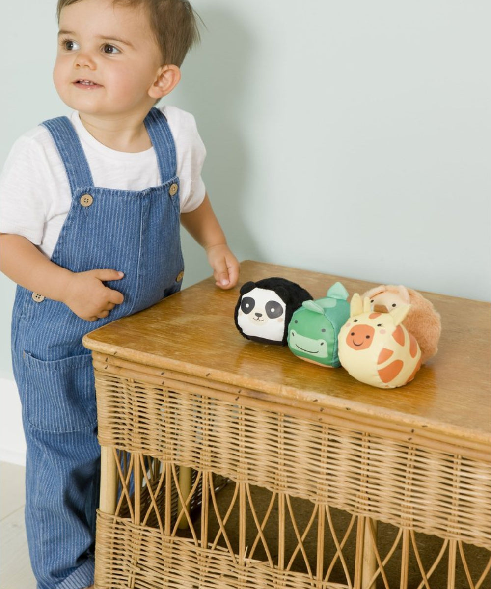 Vue d'ensemble en situation de Les Dooballs - Set de 4 balles doudous - Jungle de la marque Little Big Friends