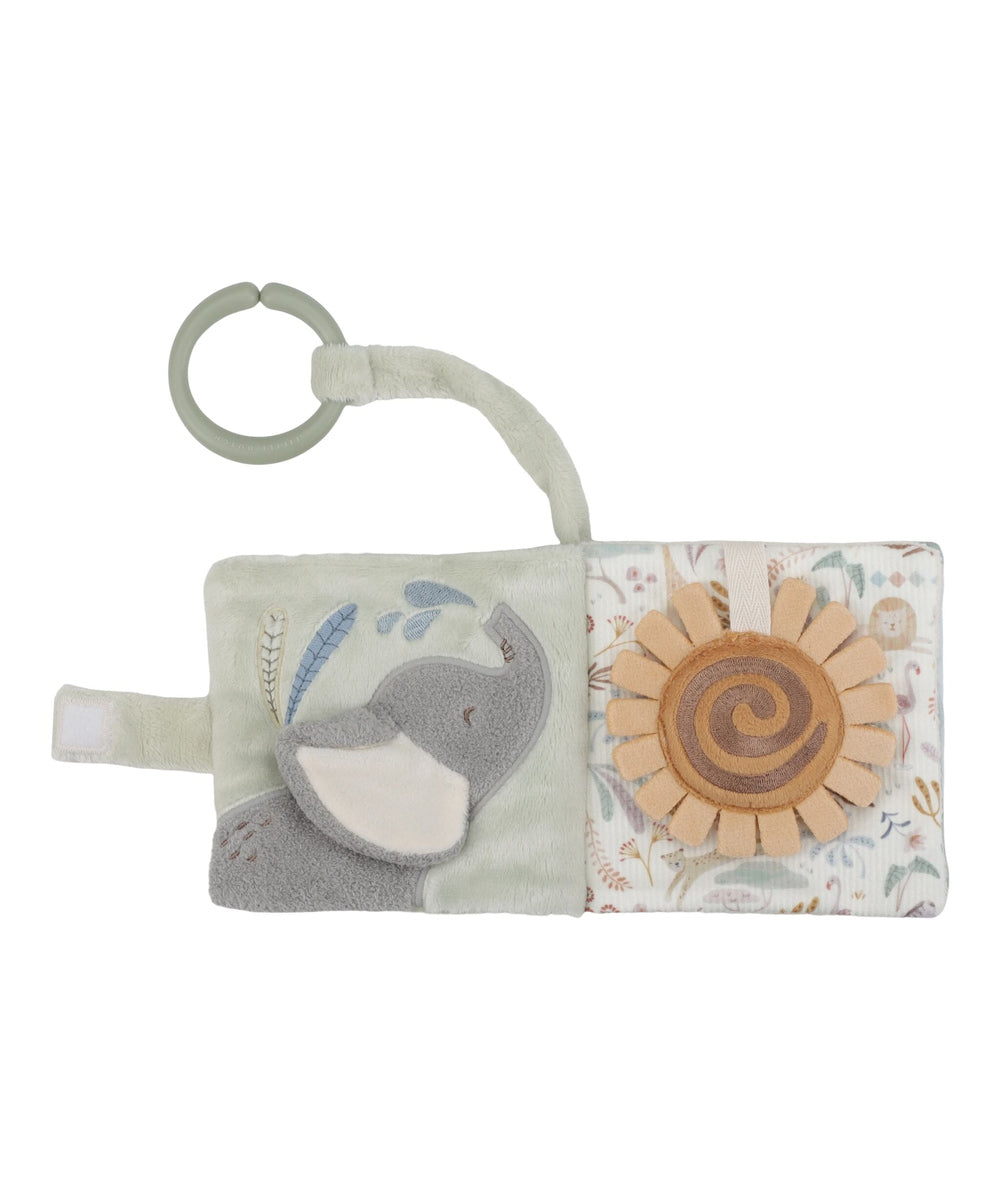 Livre d activites pour poussette en tissu safari friends little dutch.