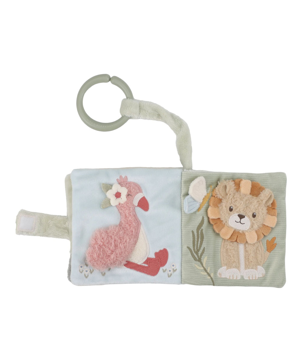 Livre d activites pour poussette en tissu safari friends little dutch.