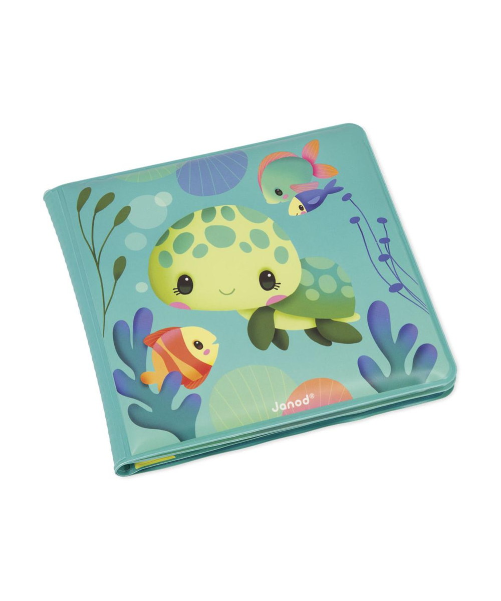 Livre de bain magique La vie des tortues de la marque Janod, sur fond blanc