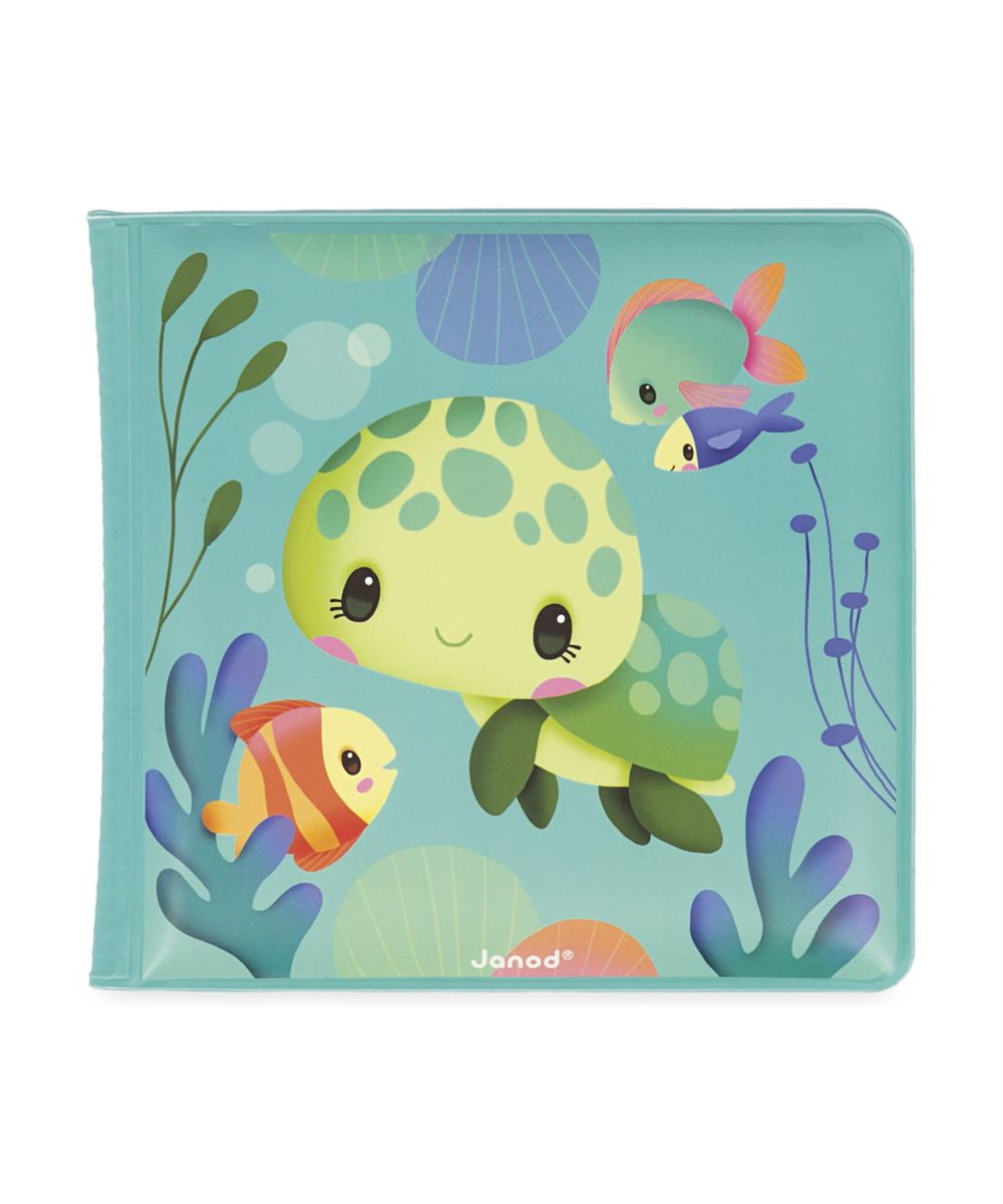 Livre de bain magique La vie des tortues de la marque Janod, sur fond blanc