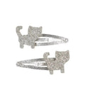 Set de deux barrettes pour enfant en forme de Chat avec des paillettes argentées. Réalisées par la marque Souza