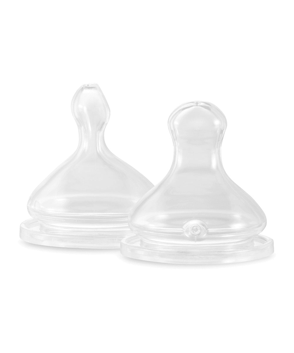Lot de deux tetines physiologiques anti coliques debit moyen m elhee en silicone medical.