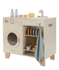 Meuble en bois Little Dutch combiné machine à laver et évier avec rangements.