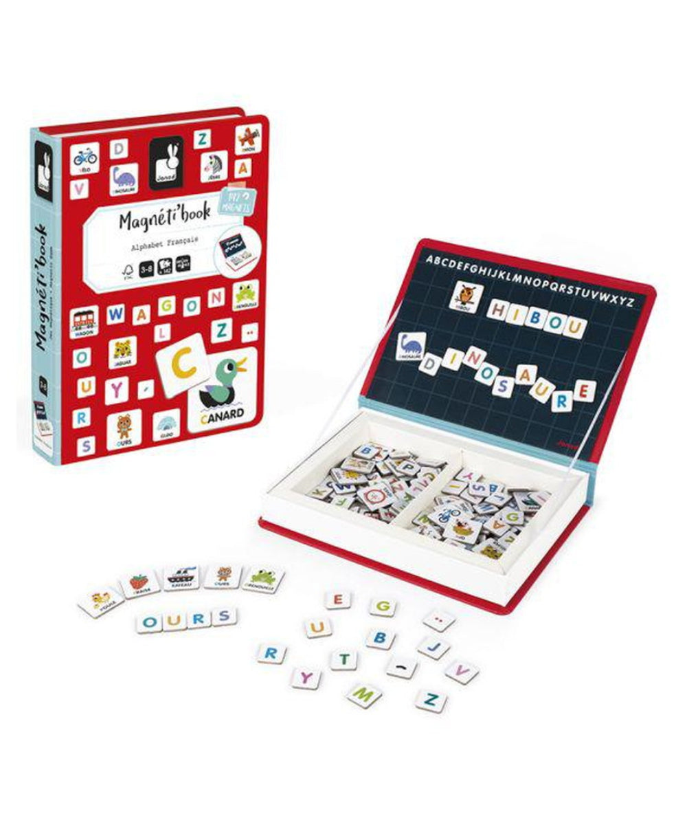 Magneti'Book Alphabet français de la marque Janod, sur fond blanc