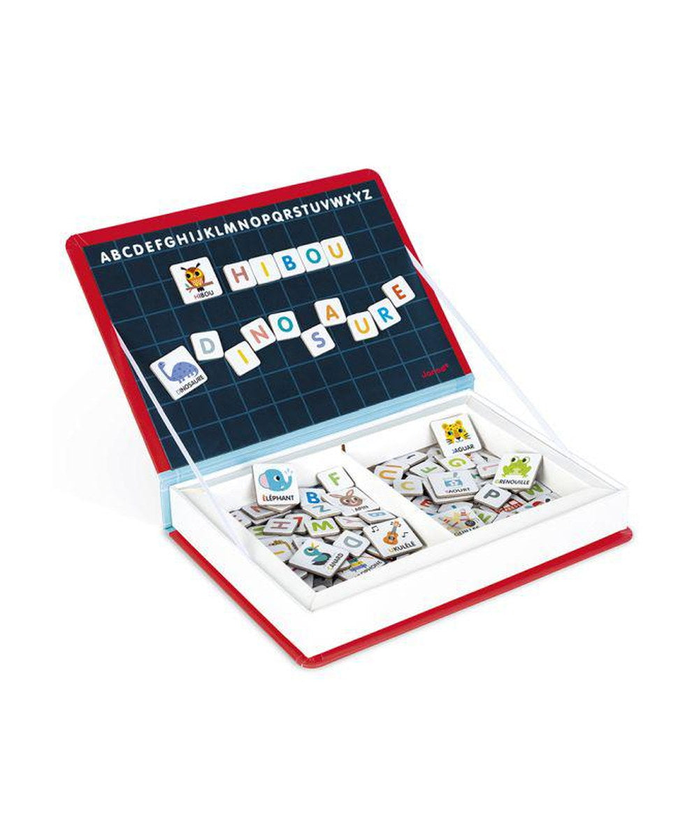 Magneti'Book Alphabet français de la marque Janod, sur fond blanc