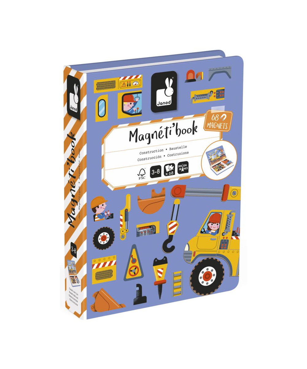 Magneti'Book Construction de la marque Janod, sur fond blanc