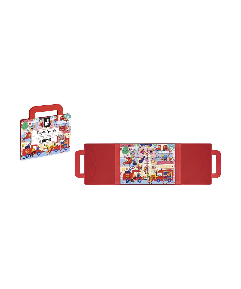 Magneti'Puzzle Pompiers 36 pièces de la marque Janod, sur fond blanc