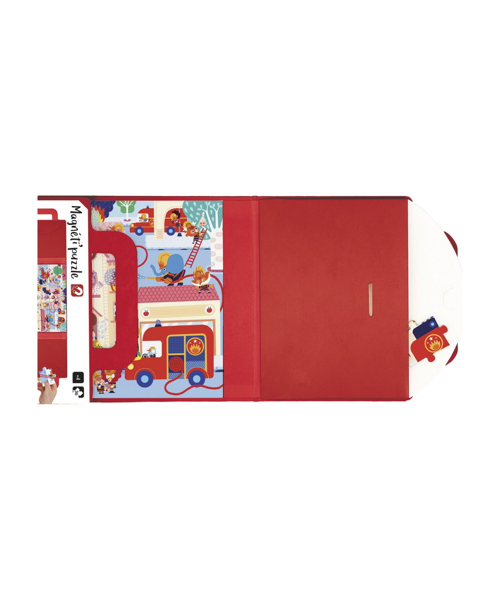 Magneti'Puzzle Pompiers 36 pièces de la marque Janod, sur fond blanc