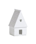 Maison photophore Pain d'épices Cœur en porcelaine blanche de Räder, avec fenêtre en cœur et toit ajouré, sur fond blanc