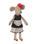 Maman souris gouvernante Maileg en tissu avec sa tenue rétro et son tablier.
