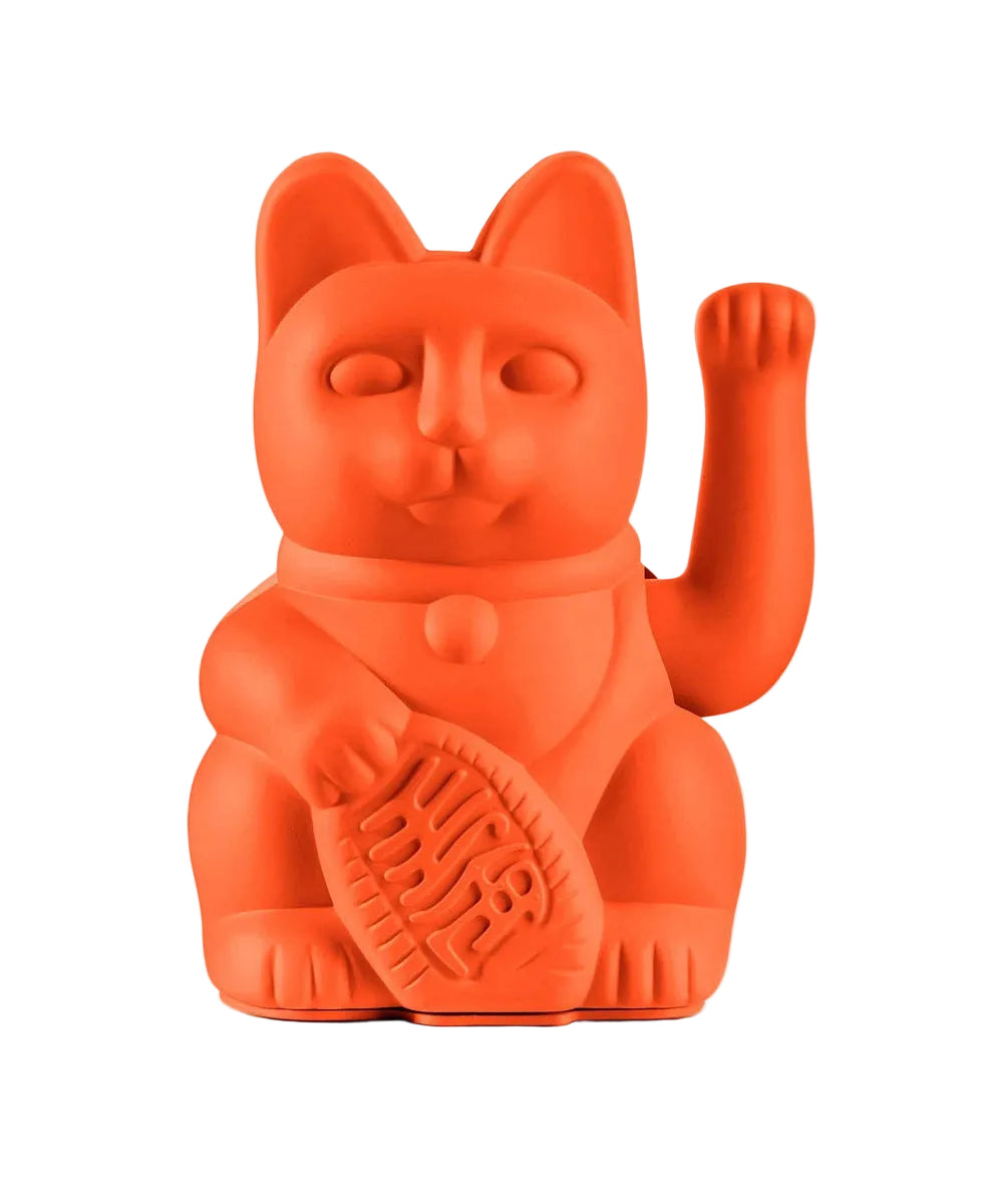 Lucky Cat orange fluo, Maneki Neko énergie de Donkey