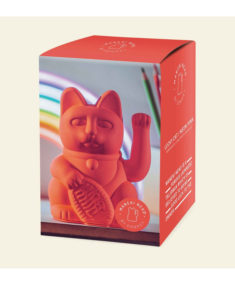 Lucky Cat orange fluo, Maneki Neko énergie de Donkey