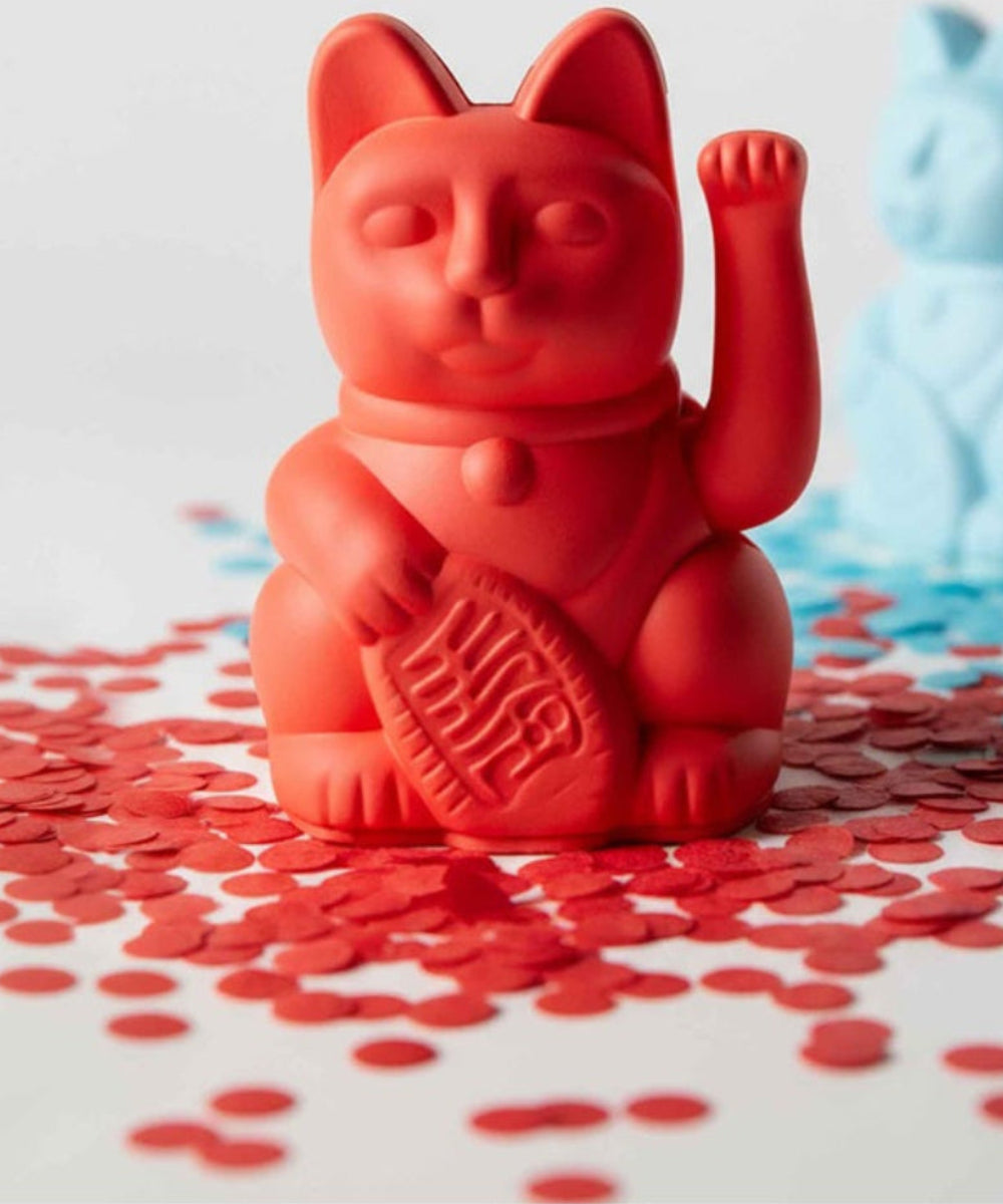 Lucky Cat mini orange fluo, Maneki Neko énergie de Donkey