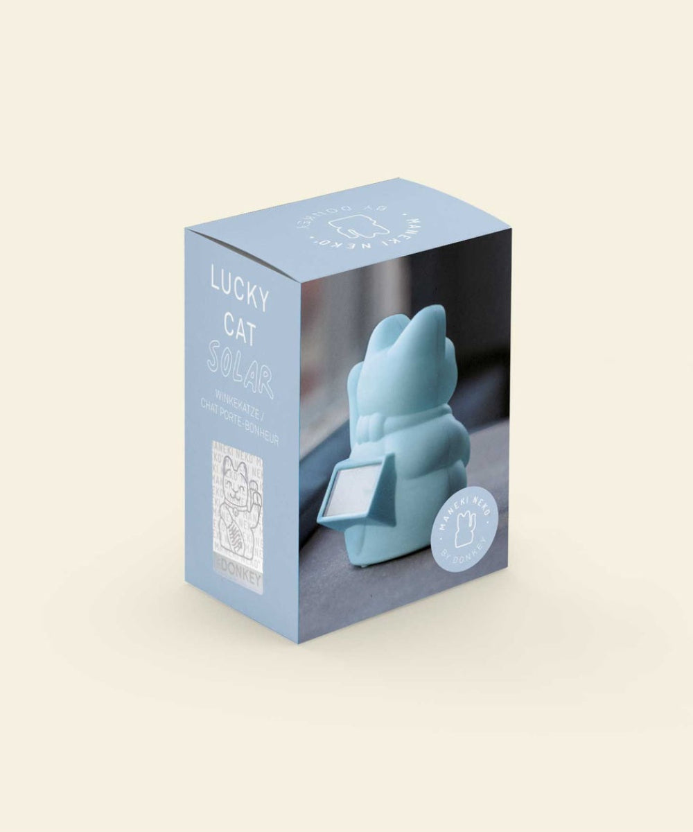 Lucky Cat solaire bleu clair, Maneki Neko tendresse de Donkey