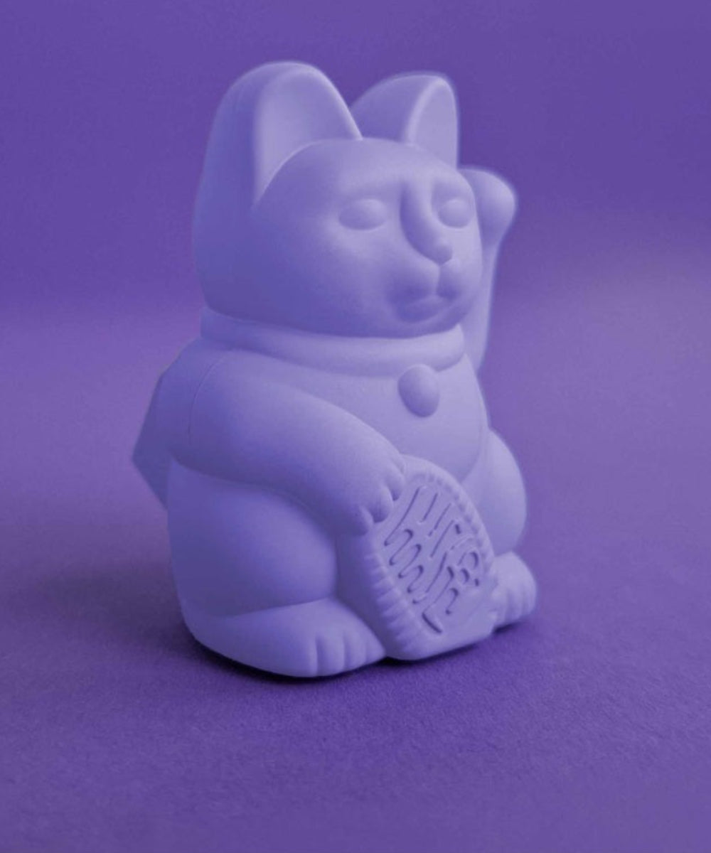 Lucky Cat solaire lilas, Maneki Neko optimisme de Donkey