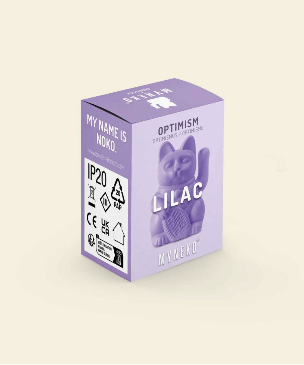 Lucky Cat solaire lilas, Maneki Neko optimisme de Donkey