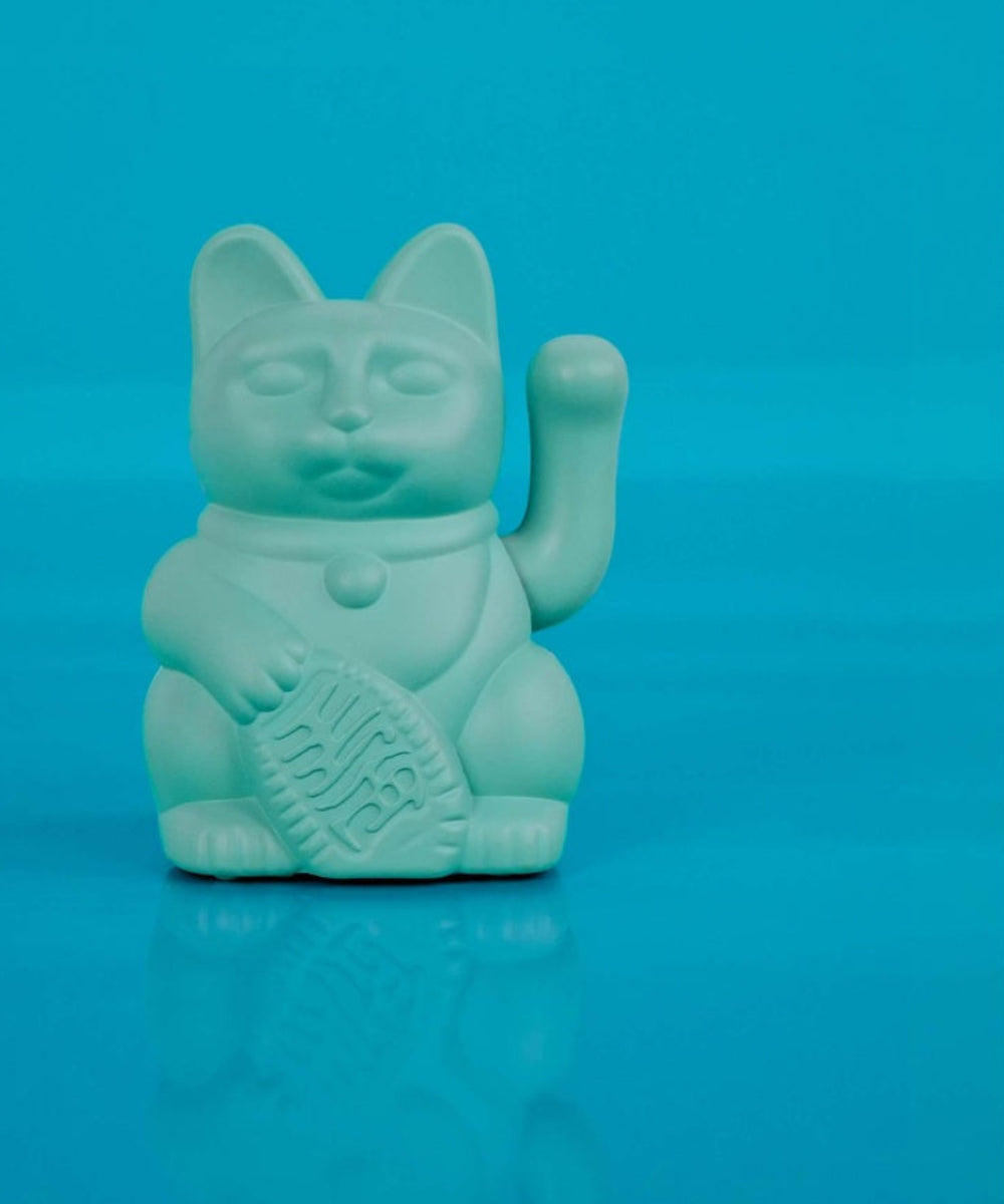 Lucky Cat solaire turquoise, Maneki Neko amitié de Donkey